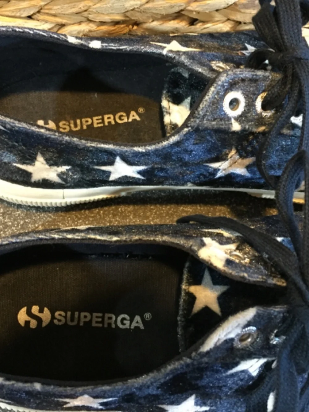 Superga Navy Blue Star Print Sneakers